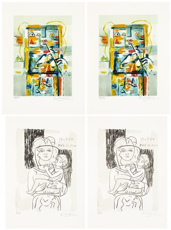 IBRAHIM KODRA (1918-2006) - Lotto unico di 4 litografie