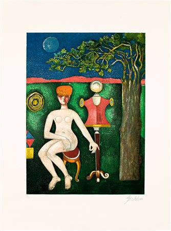FRANCO GENTILINI (1909-1981) - Nudo in giardino, 1979