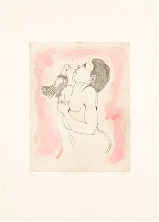 GIUSEPPE MIGNECO (1908-1997) - Ragazza con colomba, 1981