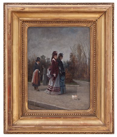 Luigi Cantù Torino 1847 – 1910 La passeggiata Olio su tavola cm 34x26.5
