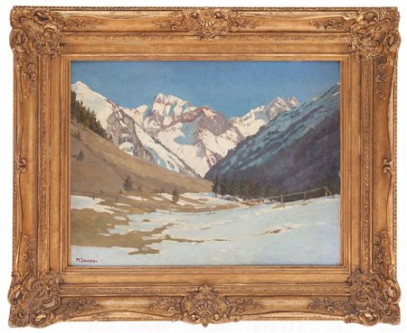 Marco Davanzo Ampezzo 1872 – 1955 Ultima neve olio su cartone cm 49x62.5
