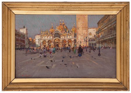 Egidio Tonti Presicce 1887 - 1992 Piazza San Marco, Venezia olio su tela cm...