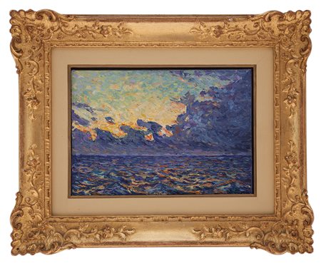 Filiberto Minozzi Verona 1877 - Milano 1936 Tramonto indiano olio su tavola...