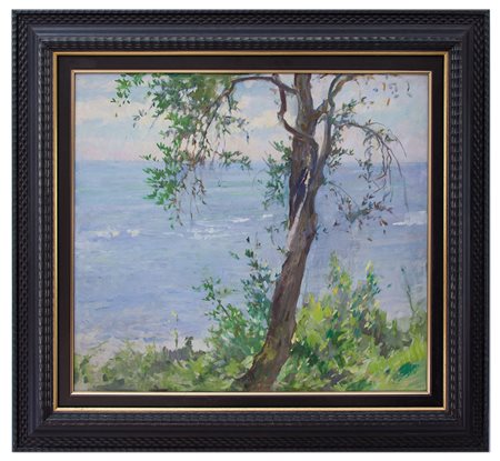 Antonio Discovolo Bologna 1874 - Brugnolo 1956 L'ulivo sul mare olio su...