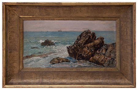 Edoardo Monteforte Polla 1849 - Napoli 1933 Scogli a Boccadasse, Genova olio...