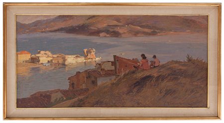 Carlo Domenici Livorno 1897 - Portoferraio 1981 Ultimi raggi in Darsena a...