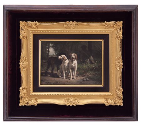 Michele Gordigiani Firenze 1835 – 1909 Il cacciatore olio su tela cm 16.5x22