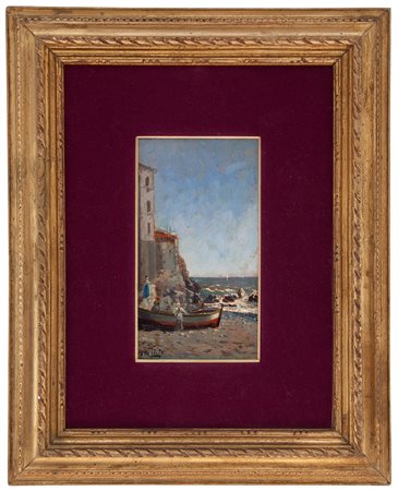 Arnaldo de Lisio Castelbottaccio 1869 - Napoli 1949 Porticciolo meditteraneo...