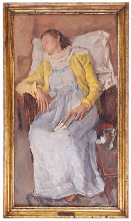 Antonio Bresciani Napoli 1902 - 1998 Convalescenza olio su compensato cm 76x41