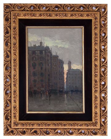 Aurelio Catti Palermo 1895 - 1966 Tramonto Palermitano olio su tavola cm 25x16.4