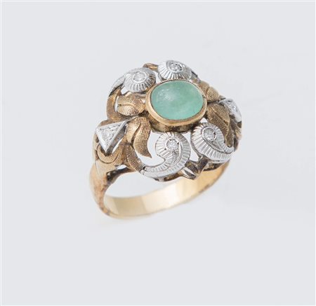 ANELLO CON SMERALDO E DIAMANTI en suite al bracciale-orologio lotto 49....