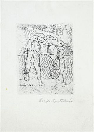 Luigi Bartolini (Cupramontana, 1892 - Roma, 1963) Figure, 1952 Acquaforte,...