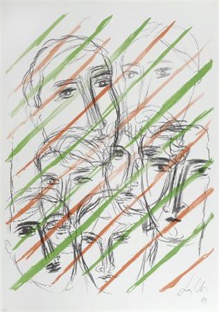 Sandro Chia (Firenze, 1946) Volti, 1989 Litografia, mm. 696x495; es. P.A....