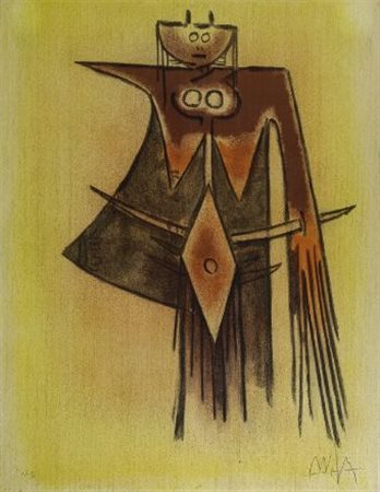 Wifredo Lam (Sagua La Grande, 1902 - Parigi, 1982) Demoiselle blasonnèe, 1974...