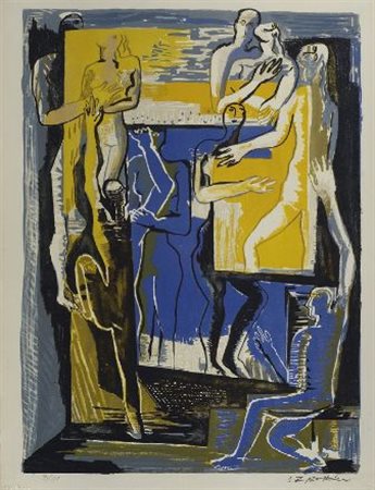 Ossip Zadkine (Smolensk, 1890 - Neuilly, 1967) Figure Litografia, mm....