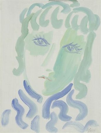 Virgilio Guidi (Roma, 1891 - Venezia, 1984) Testa Olio su tela, cm. 40x30...