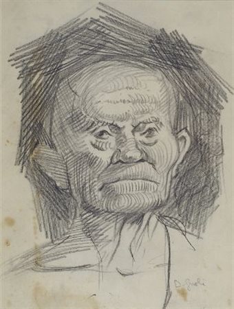 Domenico Gnoli (Roma, 1933 - New York, 1969) Ritratto virile Matita su carta,...