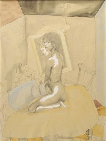 Massimo Attardi (Roma, 1961) Nudo, 1979 Tecnica mista su carta, cm.40x30...