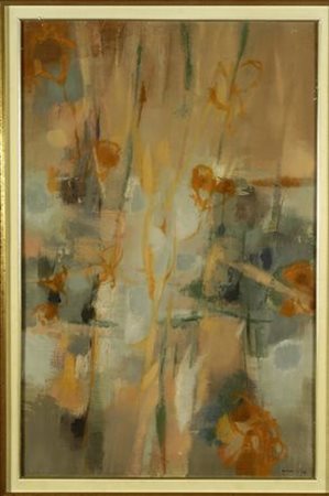 Giuseppe Ajmone (Carpignano, 1923 - Romagnano, 2005) Fiori, 1958 Olio su...