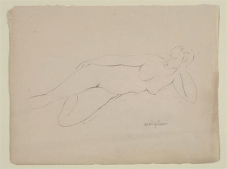 Amedeo Modigliani (Livorno, 1884 - Parigi, 1920) Nudo disteso, (1918) Matita...