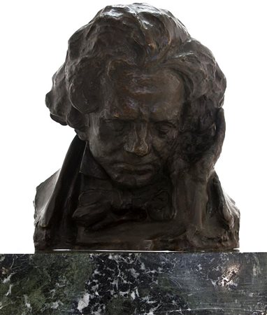 Scultura in bronzo a cera persaraffigurante Ludwig van Beethoven, fine XIX...