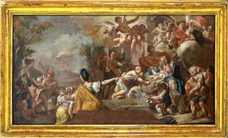Dipinto ad olio su tela raffigurante Adorazione dei pastori, Alessio D'Elia (...