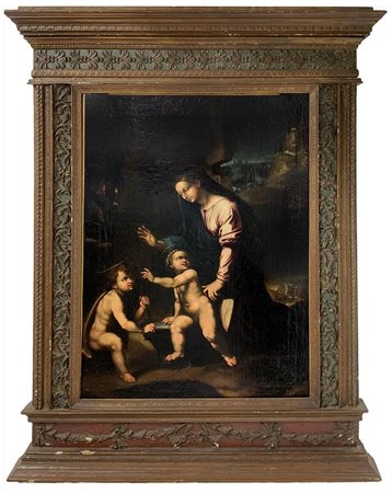 Pittore italiano del XVI secolo cerchia di Raffaello. Madonna con Ges&ugrave;...