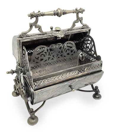 Elegante portaciocolatini a rullo in Sheffield. H cm 23x18x13,5