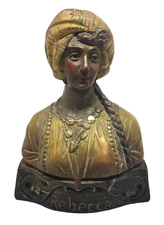 Mezzobusto in terracotta policroma raffigurante &ldquo;Rebecca&rdquo;,...