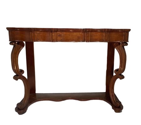 Console in legno di mogano. XIX secolo. Sicilia. H cm 100. Cm 130x60