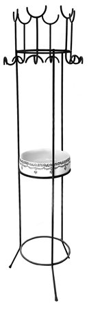 Appendiabiti in tondino di ferro, con portaoggetti in ceramica, produzione...