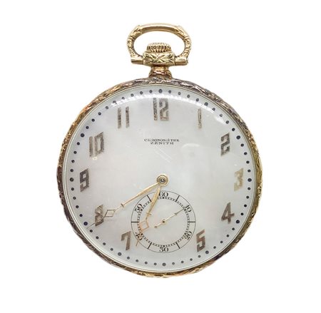 Zenith da tasca, oro, carica manuale, quadrante in madreperla, primi del 1900