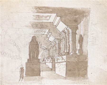 Disegno attribuito G.Saitta, ad inchiostro di seppia su carta raffigurante...