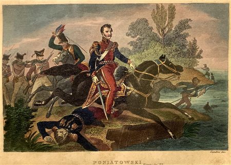 Incisione in bella cornice in legno dorato di Domenico Gandini a colori...