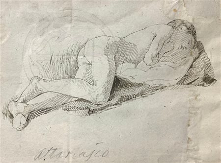 Disegno raffigurante donna che dorme, Natale Attanasio (Catania 1846-Roma...