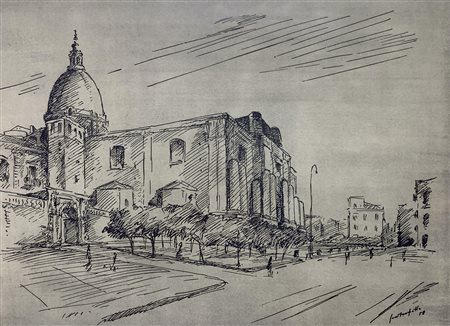 Stampa S. Nicolo L’Arena, mm 239x309. Contraffatto, 58. Cornice in legno di...