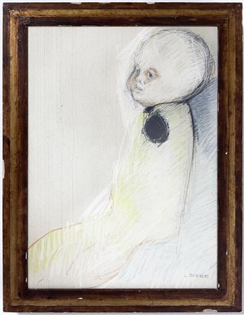 Pastello su carta raffigurante bambino. Leonella Marchetti. Cm 50x35, Firmato...