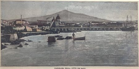 Incisione ad acquaforte colorata tratta da Le cento città d’Italia 1998...