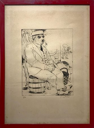 Incisione raffigurante figura maschile, Bruno Caruso (Palermo, 1927 – Roma,...