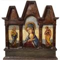 Trittico fondo oro su tavola raffigurante Madonna con a latere i Santi Pietro...