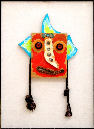 ENRICO BAJ, Maschera cornuta, 1985