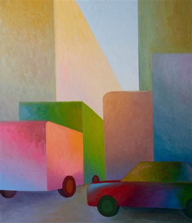 Salvo (Leonforte 1947-Torino 2015)  - Paesaggio con automobile, 1984 / '85