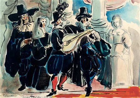 Gino Carlo Sensani (S. Casciano di Bagni 1888-Roma 1947)  - Bozzetto per il Salvator Rosa, di Alessandro Blasetti, 1939