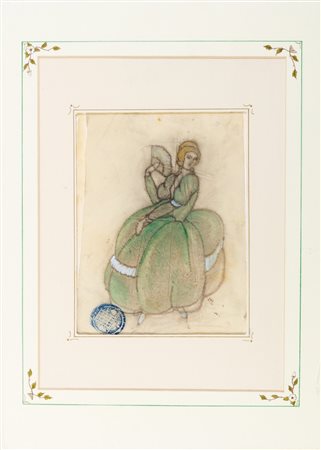 Tito Chini (Firenze 1898-cDesio1947)  - Dama con il ventaglio, around 1920