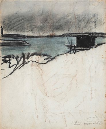 Carlo Mattioli (Modena 1911-Parma 1994)  - L'Enza entra nel Po, 1975