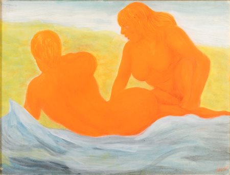 Aligi Sassu (1912-2000), Sulla spiaggia, 1989