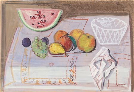 Achille Funi (1890-1972), Natura morta con frutta, 1960 ca.