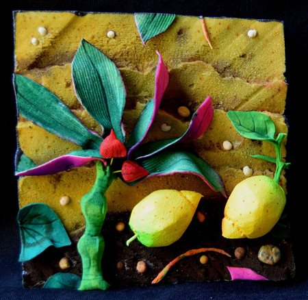 Piero Gilardi (1942), Tappeto natura (limoni e miseria), anni 2000