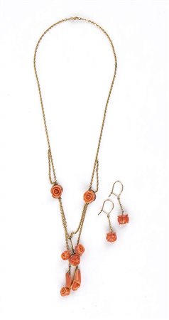 Collana e orecchini in corallo Cerasuolo - Italia, inizio XX secolo