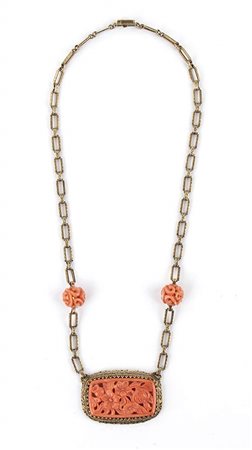 Collana Art Decò in oro e corallo Cerasuolo - USA, inizio XX secolo